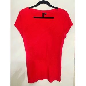 Cynthia Rowley Red V-neck short sleeve top L(NWOT)